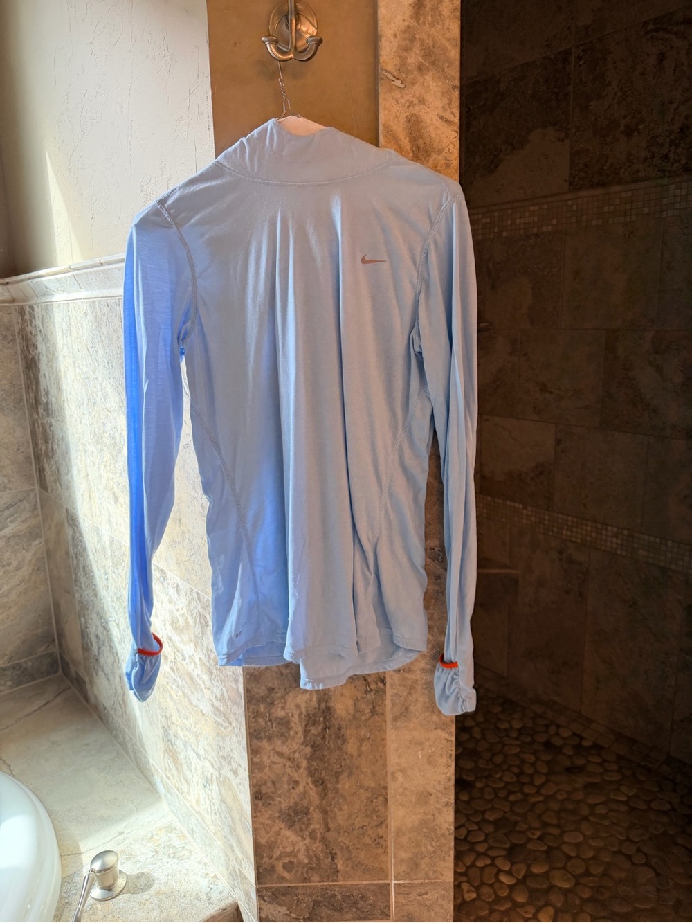 Nike Light Blue Long Sleeve Top with Orange Accents